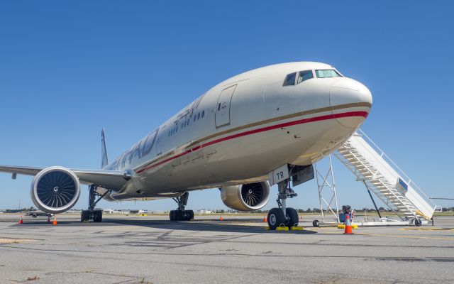 BOEING 777-300 (A6-ETR) - On 14 October 2017, the aircraft diverted to Adelaide due to a smoke alarm. Two days later, its still here.