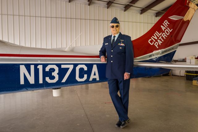Cessna Skylane (N137CA) - Tail & Squadron Commander inside the Sedona hangar