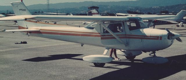 Cessna Commuter (N19282) - Cessna N19282 being readied for takeoff from San Carlos Airport in the San Francisco Bay Area