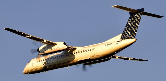 de Havilland Dash 8-400 (C-GKQD) - Departing Rwy 07 to YHZ/CYHZ at sunset.