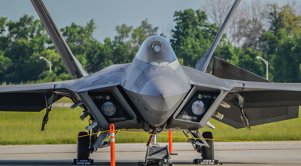 Lockheed F-22 Raptor (02-4030) - One of the F-22 demo team aircraft on the performer ramp at the Dayton Air Show.