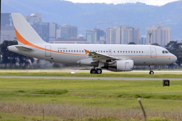 Airbus A319 (VH-VHD) - On taxiway heading for take-off on runway 05. Thursday 7th August 2014