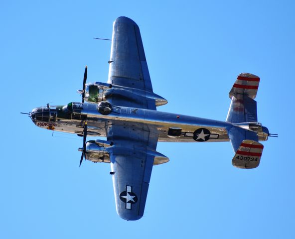 North American TB-25 Mitchell (N9079Z) - B-25 "Panchito" doing a low photo pass over the Atlanta Motor Speedway for the Atlanta Air Show, 10/13/18. Sadly, a lot of photos are backlit - the grandstands were facing the sun! Apologize for that. But here she is, in glory nonetheless.