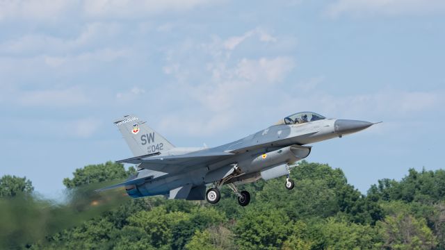 Lockheed F-16 Fighting Falcon — - F-16 Taking off at the EAA in Oshkosh, WI