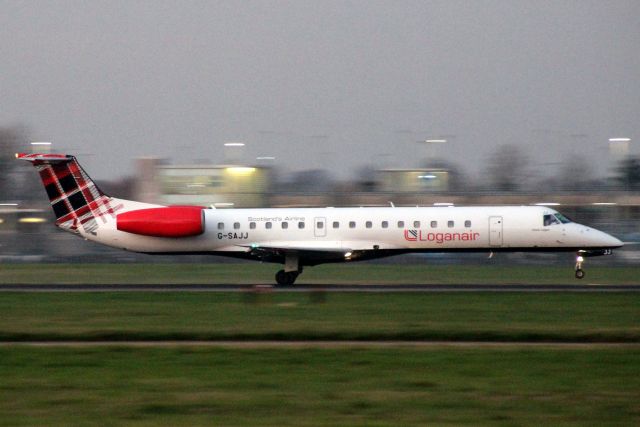 Embraer ERJ-145 (G-SAJJ) - Touching down on rwy 09L on 6-Dec-20 operating flight LOG677 from EGNS.