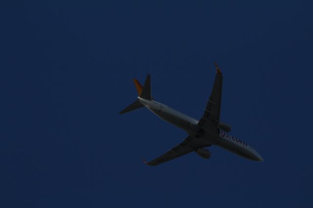 Boeing 737-700 (TC-CPG) - Boeing 737-82R van de Turkse luchtvaartmaatschappij Pegasus vliegt boven Nieuwkoop in de aanvliegroute naar de Aalsmeerbaan op Schiphol.