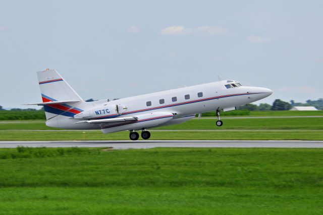 Lockheed Jetstar 2 (N77C) - Captured this image of N77C departing the Lancaster (LNS) Airport on 6/30/14.