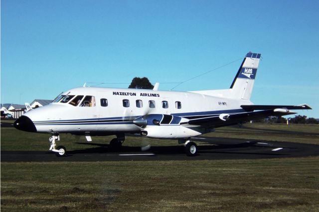 Cessna Skyhawk (VH-WPI) - HAZELTON AIRLINES - EMBRAER 110P2 - REG VH-WPI (CN 110281) - CUDAL AIRPORT NSW. AUSTRALIA - YCUA 26/6/1988 35MM SLIDE CONVERSION USING A LIGHTBOX AND A NIKON L810 DIGITAL CAMERA IN THE MACRO MODE.