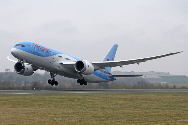 Boeing 787-8 (G-TUID) - TOM850 departing to Puerto Vallarta in Mexico, seen from nect to runway 23L.