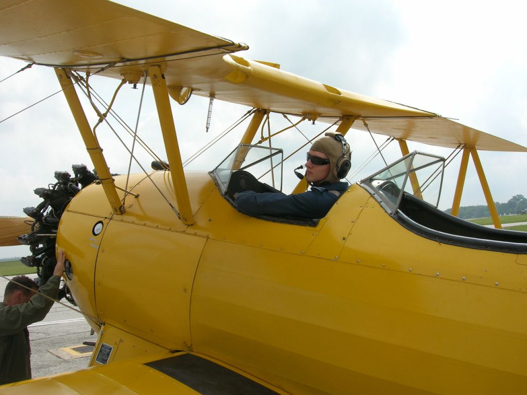 C-FAPG — - My son prepares for a flight in a 1941 Boeing Stearman.