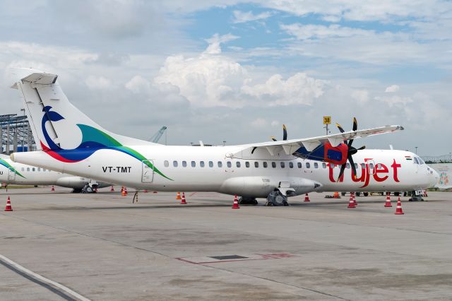 Aerospatiale ATR-72-600 (VT-TMT) - Youngest aircraft in Trujet’s ATR fleet at its home base in the afternoon at RGIA.  Trujet currently serves 21 destinations from its hub.