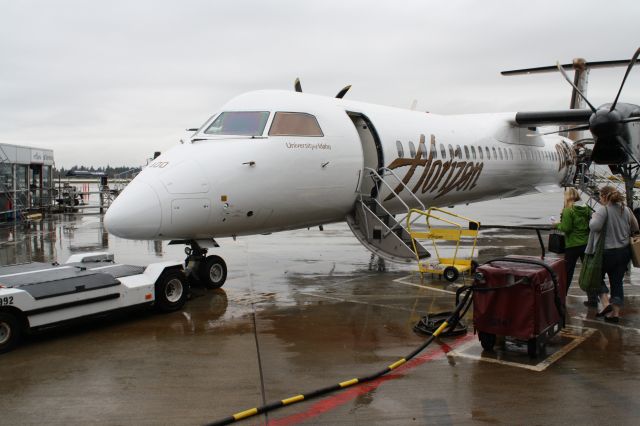 de Havilland Dash 8-400 (N400QX) - My plane to Edmonton, first time on a turbo prop, quieter than I expected.  It was fun to board from the ground