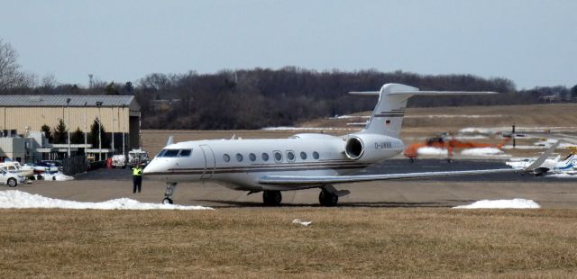 Gulfstream Aerospace Gulfstream G650 (D-AWWW) - Taxiing for parking is this German Registry 2017 Gulfstream 650ER in the Winter of 2021.