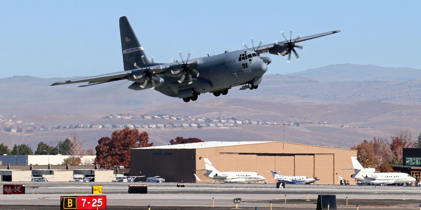 Lockheed C-130 Hercules (92-0547) - "Roller Four Seven" off and climbing from16R.