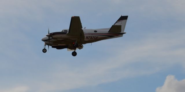 Beechcraft King Air 90 (N797CF) - Final Approach to Runway 21 KFSD - 4-17-2012