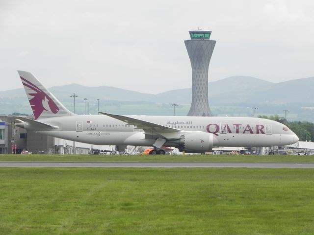 Boeing 787-8 (A7-BCA) - Qatar Airways taxiing towards its parking stand on May 31st after arriving 3 hours late.