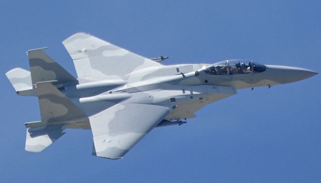 McDonnell Douglas F-15 Eagle — - Boeing QAEF F-15QA pulling out of the overhead 