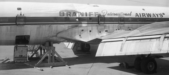 Douglas DC-7 (N5905) - During check the aircraft was being cleaned with flammable material. Aircraft caught fire at the Braniff Dallas maintenance base. Nov 14, 1961.