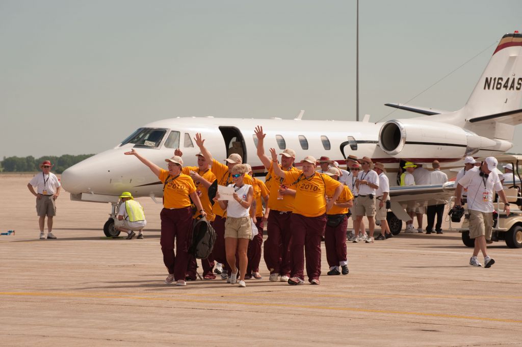 CSOA — - Cessna Special Olympics Airlift 2010 - http://flightaware.com/airlift/ - Airlift and Athletes arriving in Lincoln, Nebrasks on July 17, 2010.  Photos Courtesy Cessna Aircraft Company