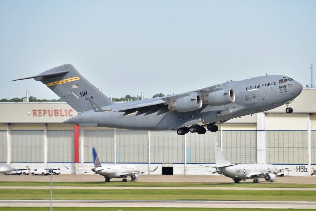 Boeing Globemaster III — - Operation Baby Formula Lift. This was the aircraft that brought the first load of Baby Formula in from RMS on Sunday May 22nd. Here she is shown departing out of IND on 5-L 05-23-22. Hickam based bird.