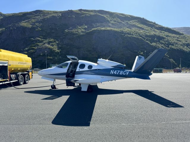 Cirrus Vision SF50 (N478CV) - A couple flying around the works in a Cirrus Jet.... fuel stop at Narsarsuaq, Greenland. 02-AUG-2024.