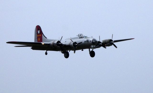 N5017N — - On final is this 1945 Lockheed B-17G Flying Fortress "Aluminum Overcast" World War II Bomber making a tour stop in the Autumn of 2019.