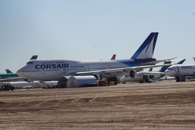 Boeing 747-400 (F-HSUN) - At Marana, in storage for Atlas Airlines.  Take a close look at the nose gear...br /Photographed October 28th 2020.