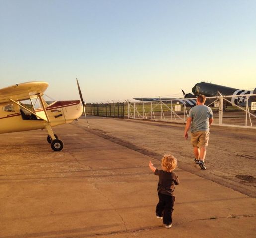 Cessna 140 (N4116N) - Taking my little boy up on his very first flight.