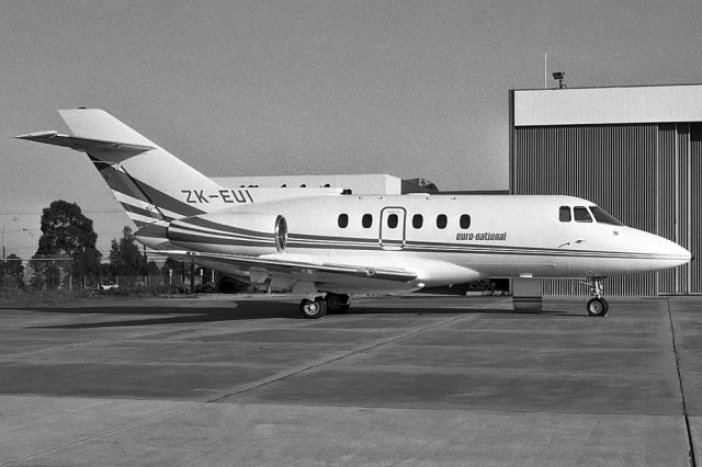 ZK-EUI — - BRITISH AEROSPACE BAe-125-800B - REG ZK-EUI (CN 258058) - ESSENDON MELBOURNE VIC. AUSTRALIA - YMEN (17/2/1987)35MM B/W NEGATIVE SCANNED WITH A EPSON V700 SCANNER.