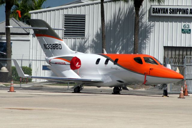 Honda HondaJet (N336BD) - Parked on the Banyan ramp on 20-Oct-18 having arrived from KGSO the previous day. Departed to SBBE via TJSJ and SYCJ three days later.br /br /Exported to Brazil 30-Oct-18.