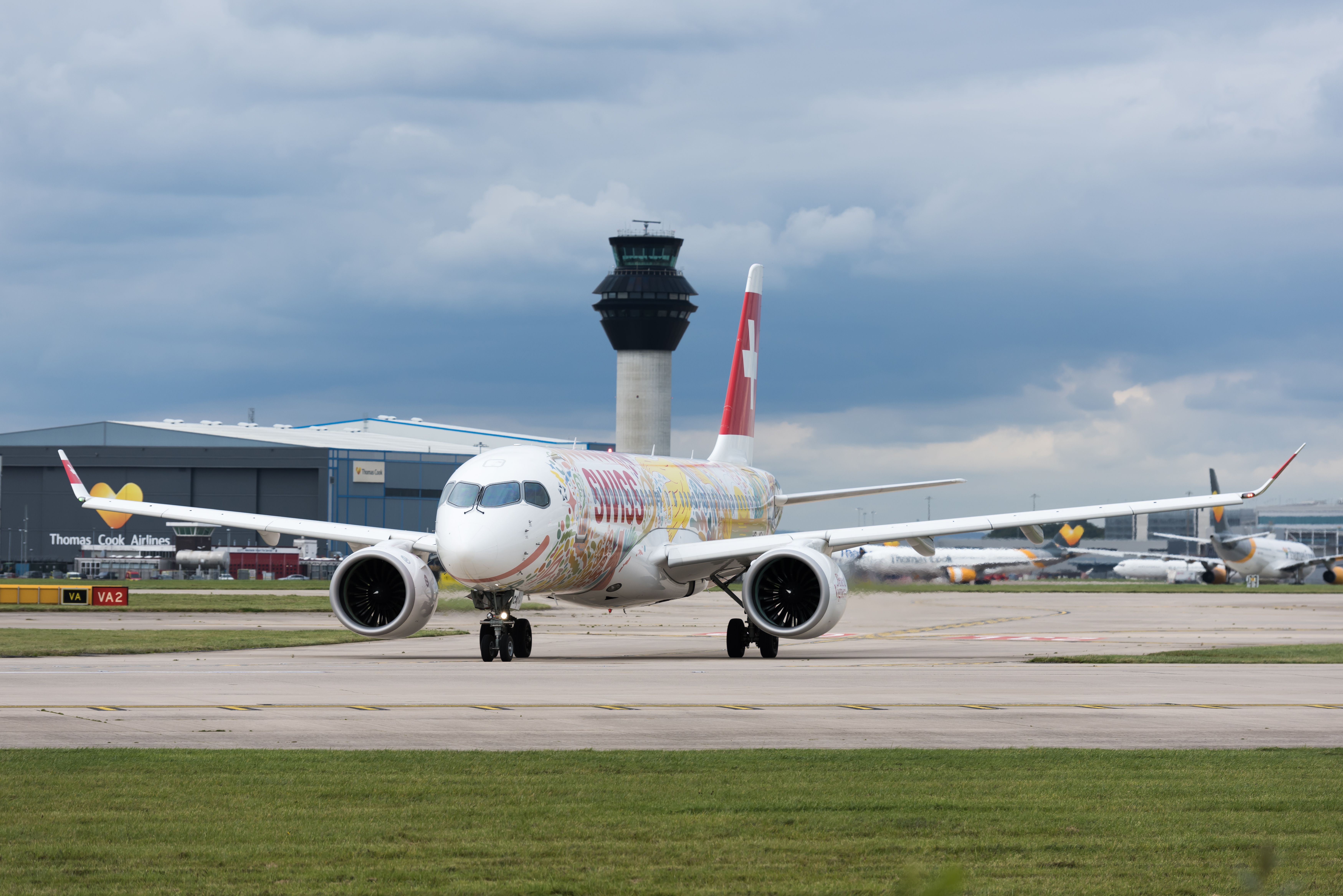 Airbus A220-300 (HB-JCA) - Swiss A220 in （fete das vignerons 2019 livery） take off by LX395 for Zurich-05.10.19