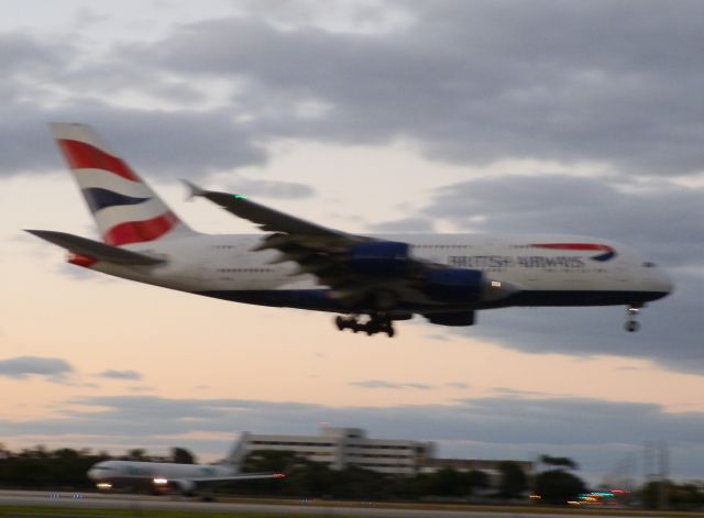 Airbus A380-800 (G-XLEF) - At Dusk