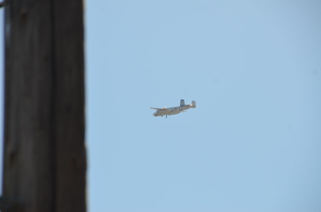 North American TB-25 Mitchell (N125AZ) - They just flew over my house and this guy did a return loop right over me which made me able to get these shots, sadly I missed the B17F before him Tail #N9323Z, Watching on the radar, they are going back to Modesto Airport And I am in Oakdale Ca. this was awesome hearing that B17G fly over, it was loud as hell and i loved it!