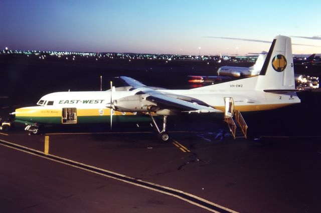 Cessna Skyhawk (VH-EWZ) - EAST-WEST AIRLINES - FOKKER F-27-500 FRIENDSHIP - REG : VH-EWZ (CN 10672) - KINGSFORD SMITH SYDNEY NSW. AUSTRALIA - YSSY (28/6/1988) 35MM SLIDE CONVERSION USING A LIGHTBOX AND A NIKON L810 DIGITAL CAMERA IN THE MACRO MODE.