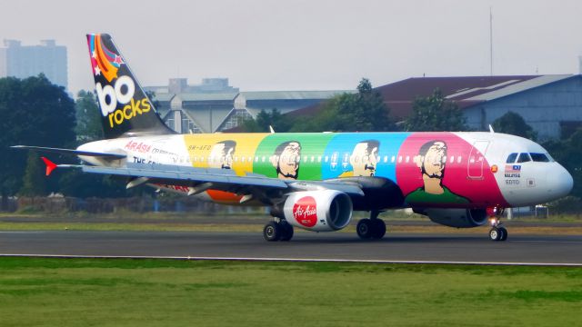 Airbus A320 (9M-AFD) - Arriving as AK416 from Kuala Lumpur (KUL/WMKK). Painted in "Allstars" Special Colours Oct 2009br /✈KUL-BDO : AK416/AXM416✈