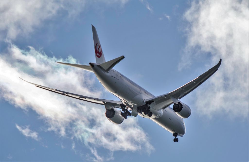 Boeing 787-8 (JA882J) - Dreamliner with gear in transit on long final to Boston.