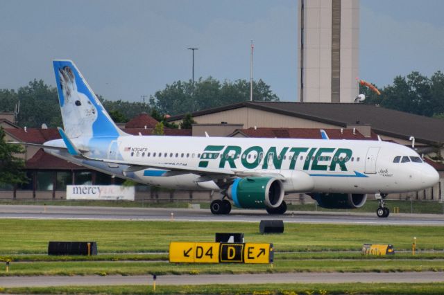 Airbus A320neo (N304FR) - "Jack The Rabbit" arriving into Buffalo, New York (BUF) from Denver, Colorado (DEN) on June 18th 2020