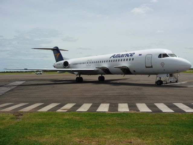 Fokker 100 (VH-XWQ) - VH-XWQ on the ground at Cloncurry, Queensland, Australia operating fly-in fly-out mining charters