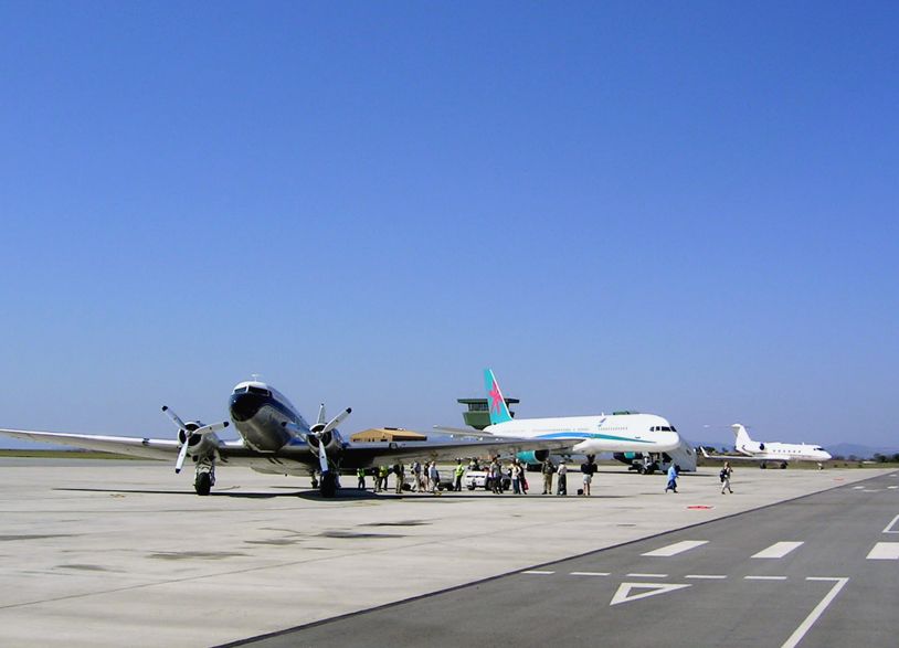 Douglas DC-3 (ZS-XXX) - Nelairs DC3 and modern aircraft at the Krueger International Airport (FAKN), South Africa.