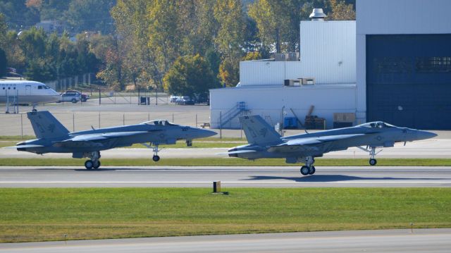 McDonnell Douglas FA-18 Hornet (16-8919) - The first element of PARTY11 flight taking off. 168919 (AJ-311) is the flight lead while 168917 (AJ-307) is his wingman.