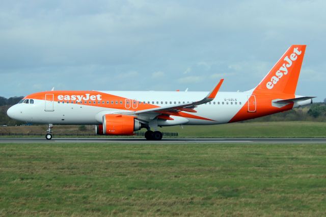 Airbus A320neo (G-UZLS) - Departing rwy 25 on 15-Mar-24 operating flight EZY404 to EGPF.