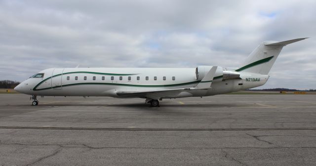 Canadair Regional Jet CRJ-100 (N719AV) - An Avmax Group Bombardier CRJ-100ER under mostly cloudy skies on the ramp at Northwest Alabama Regional Airport, Muscle Shoals, AL - December 12, 2022.