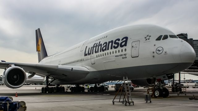 Airbus A380-800 (D-AIMF) - I took this on the bus from my airplane to the terminal.