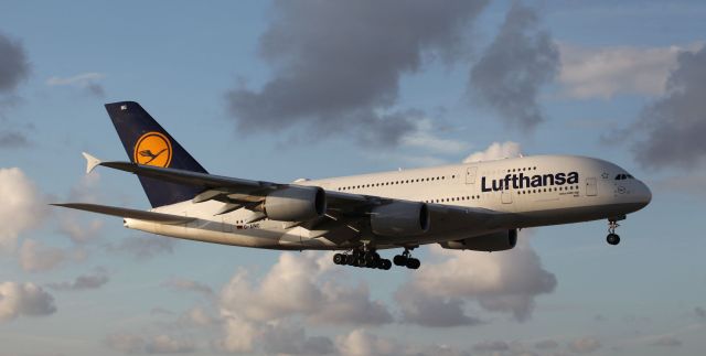 Airbus A380-800 (D-AIMG) - Landing at MIA on the afternoon of the 11th of November, 2018.