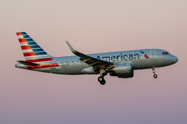 Airbus A319 (N8031M) - Taken August 12 2019 at Founders' Plaza at Dallas-Fort Worth International.