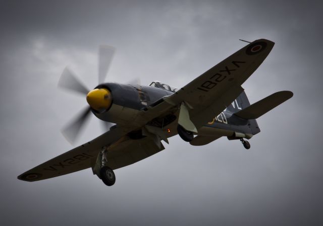 VRD281 — - Hawker Sea Fury T20 of the Royal Navy historic flight as if comes in to land at RAF Leuchars for the final airshow to be held there before the station closes.