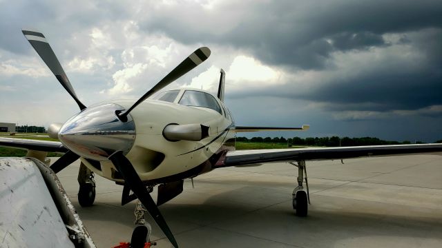 Piper Malibu Meridian (N759H) - Towing into hangar