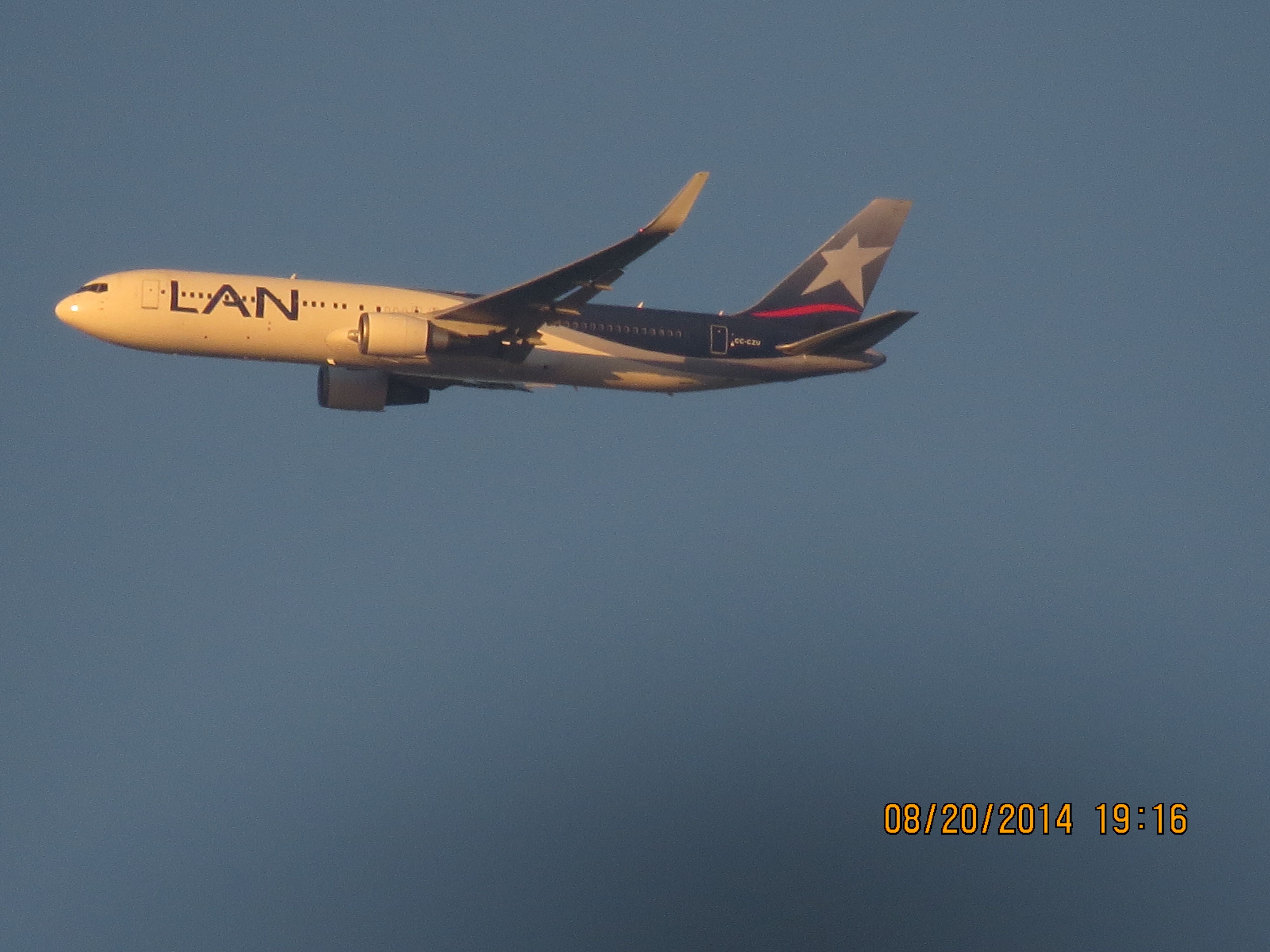 BOEING 767-300 (CC-CZU) - On approach to LAX. Photo taken from my backyard with ma Canon SX50 HS super zoom.