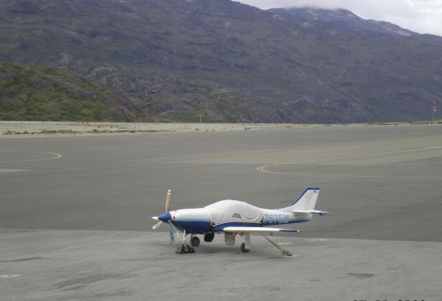 Lancair Legacy 2000 (N767EM) - N767EM on ramp at Narsarsuaq, Greenland - BGBW.