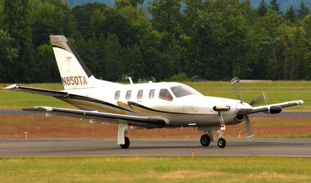 Socata TBM-850 (N850TA) - 2010 SOCATA TBM landing Hillsboro, Oregon.  6-28-12